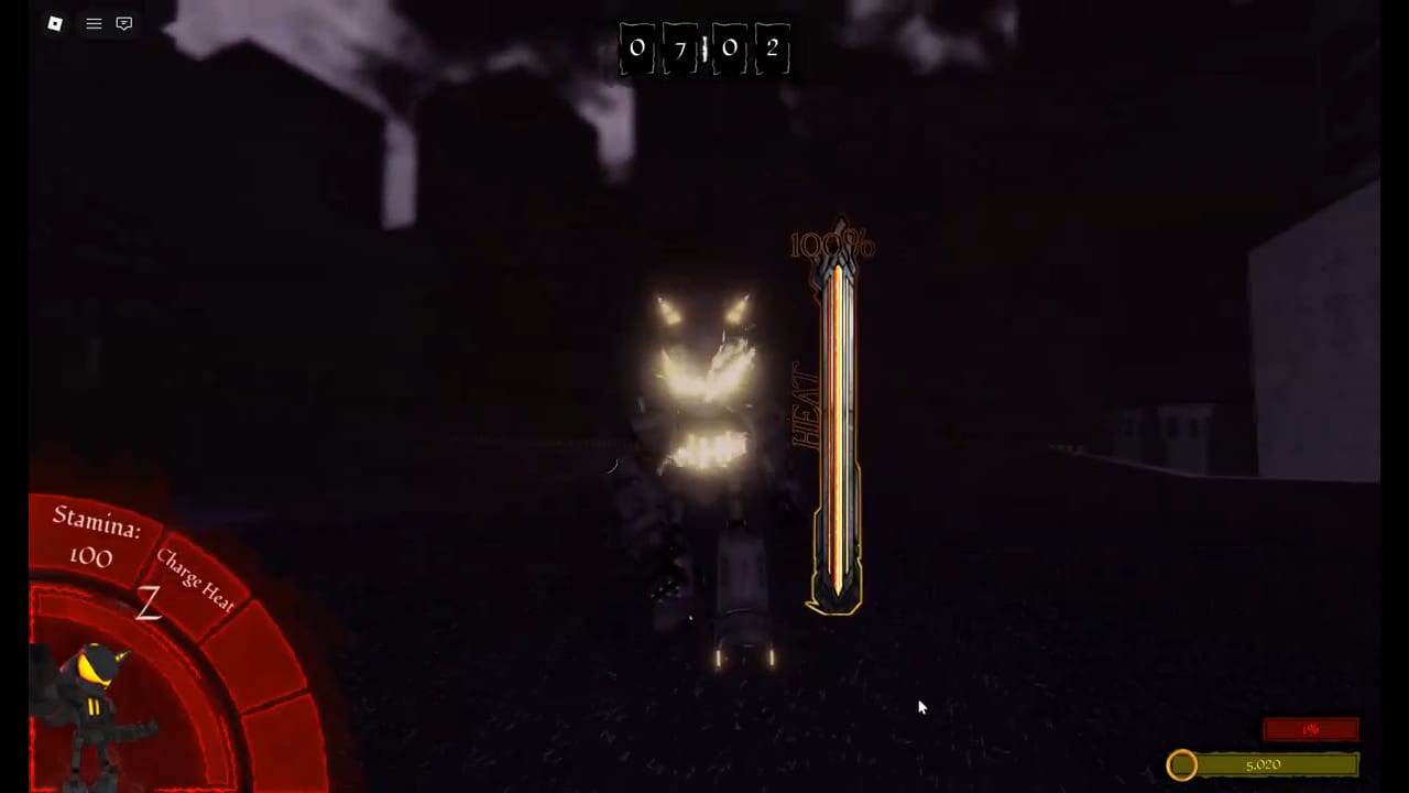 Furnace charging Heat in Abyssal Escape, with the Heat gauge glowing beside him